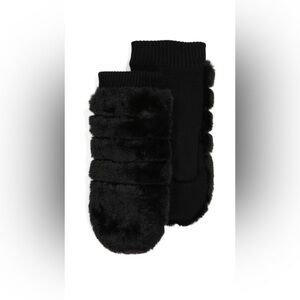 UGG Faux Fur Mittens Black L/XL  NWT